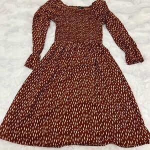 Mikarose Brown Patterned Long Sleeve Dress